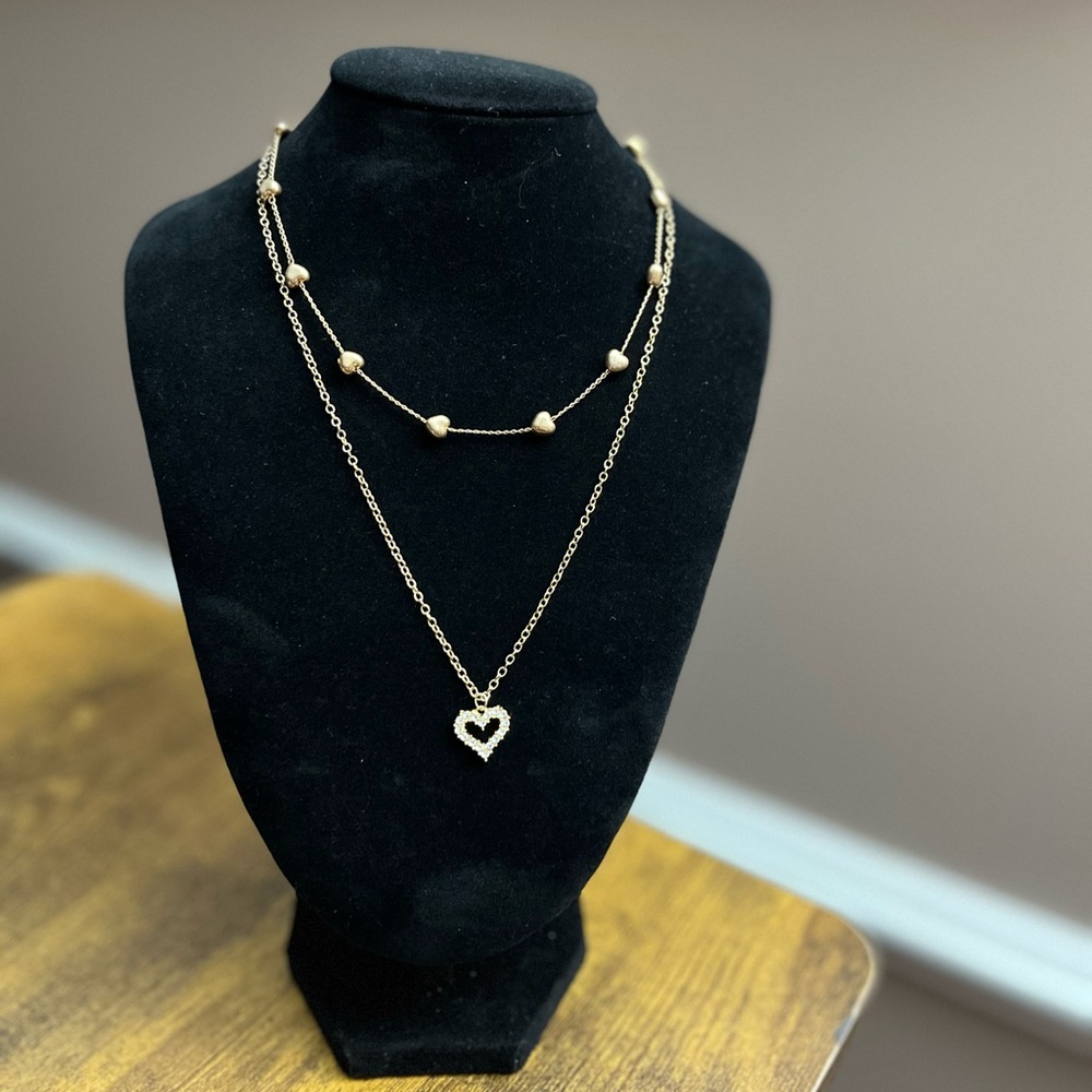 Gold-Tone Heart Necklace | Valentine’s Gift | Adjustable Chain NWOT